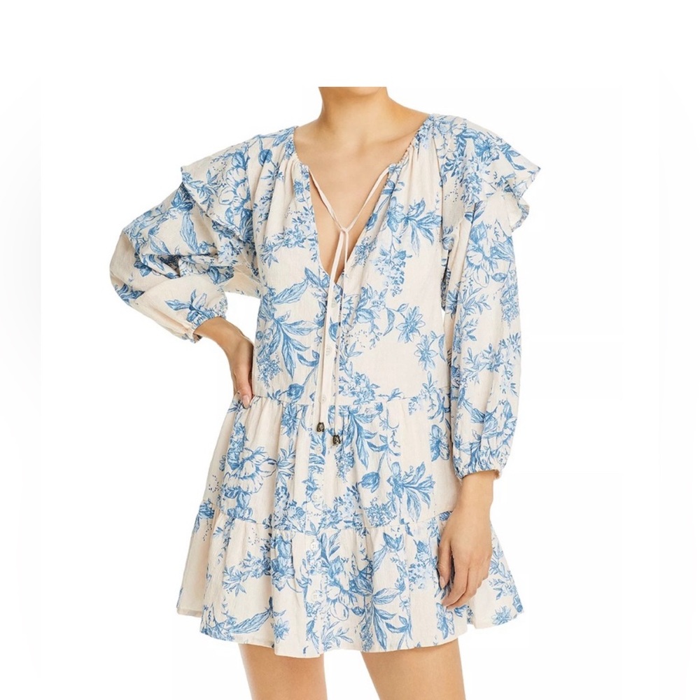 Free people blue and very light blush colored floral dress